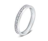 Elegant Salient Shaped CZ Crystal Silver Ring NSR-4095